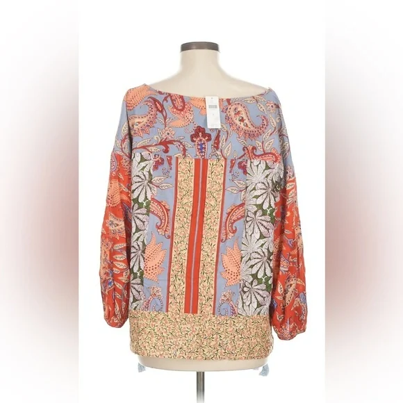 Anthropologie Multicolor Patchwork Boho Shirt, medium - Picture 3 of 5